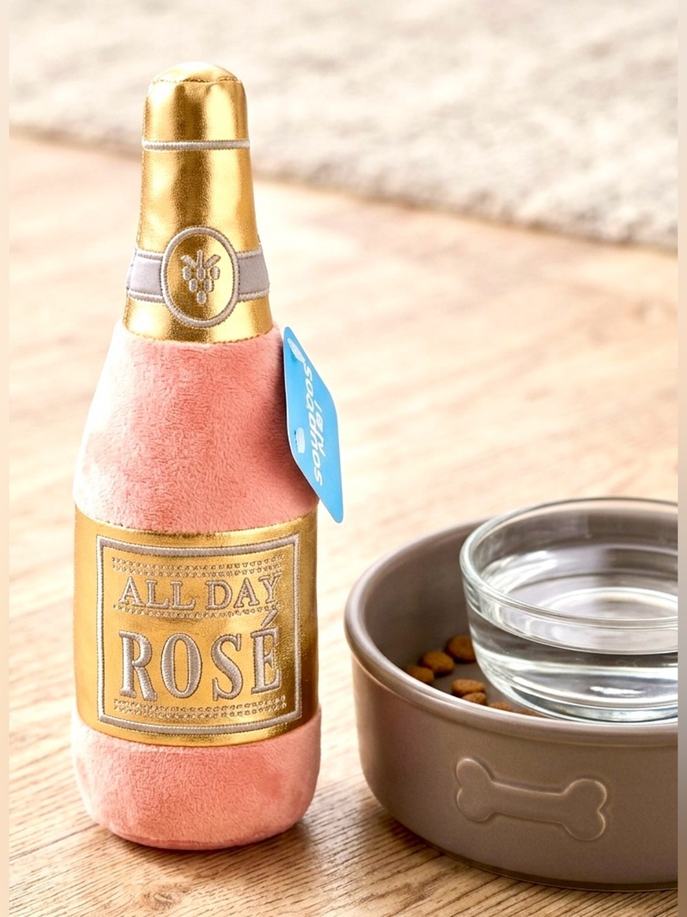 BARKBOX “All Day Rosé” Plush Dog Toy | Squeaky Rosé Bottle | NWT